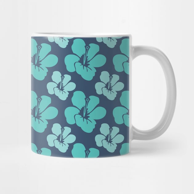 Botanic Floral Pattern Teal Blue Pastel by jodotodesign